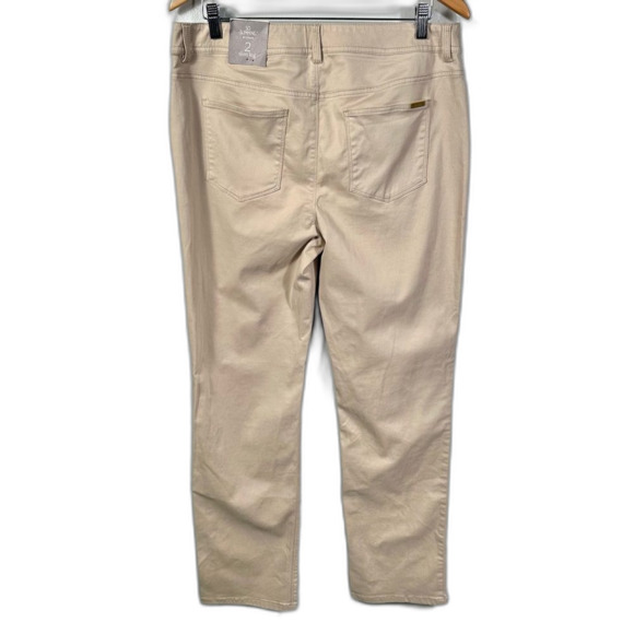 So Slimming By Chico’s New Khaki Slim Leg Pants NWT Size US 12 Coastal Basic - Picture 2 of 16